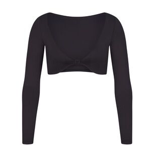 SKIMS SIGNATURE SWIM LONG SLEEVE SHRUG | ONYX - ONYX / XS x 1
